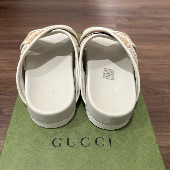 Gucci Crossover-Strap Faux-Raffia And Leather Sandals 36 - Picture 4 of 9